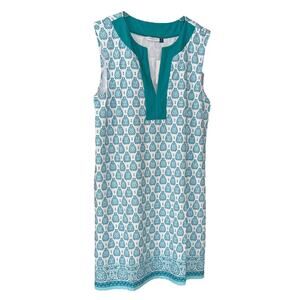 Cabana Life UPF 50 Border Hem Sleeveless Tunic Shift Dress M